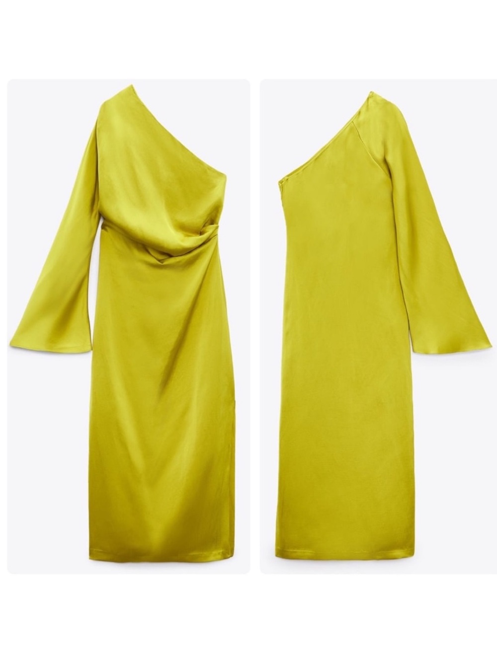 RARE VIRAL GORGEOUS ZARA Satin Effect Asymmetric Dress XL